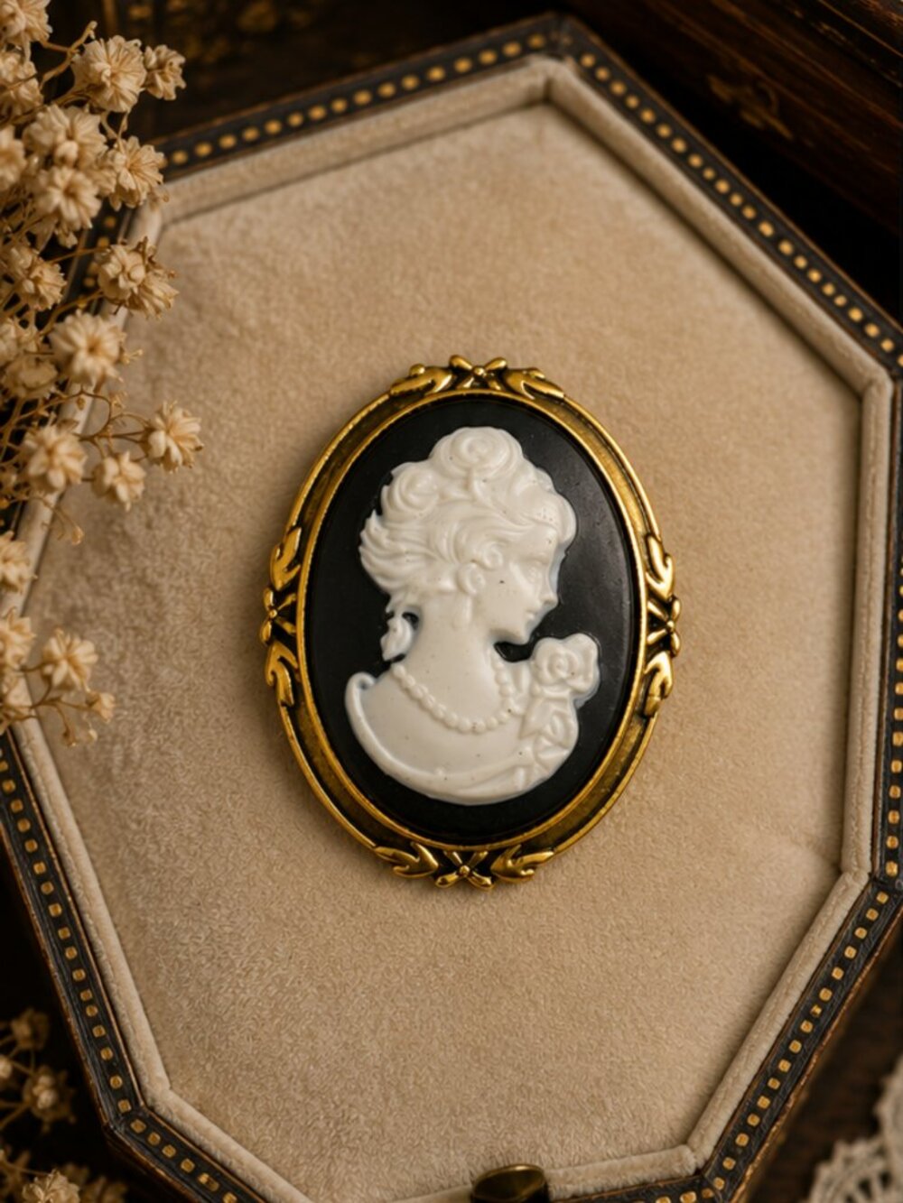 Vintage Inspired Victorian Revival Cameo Brooch